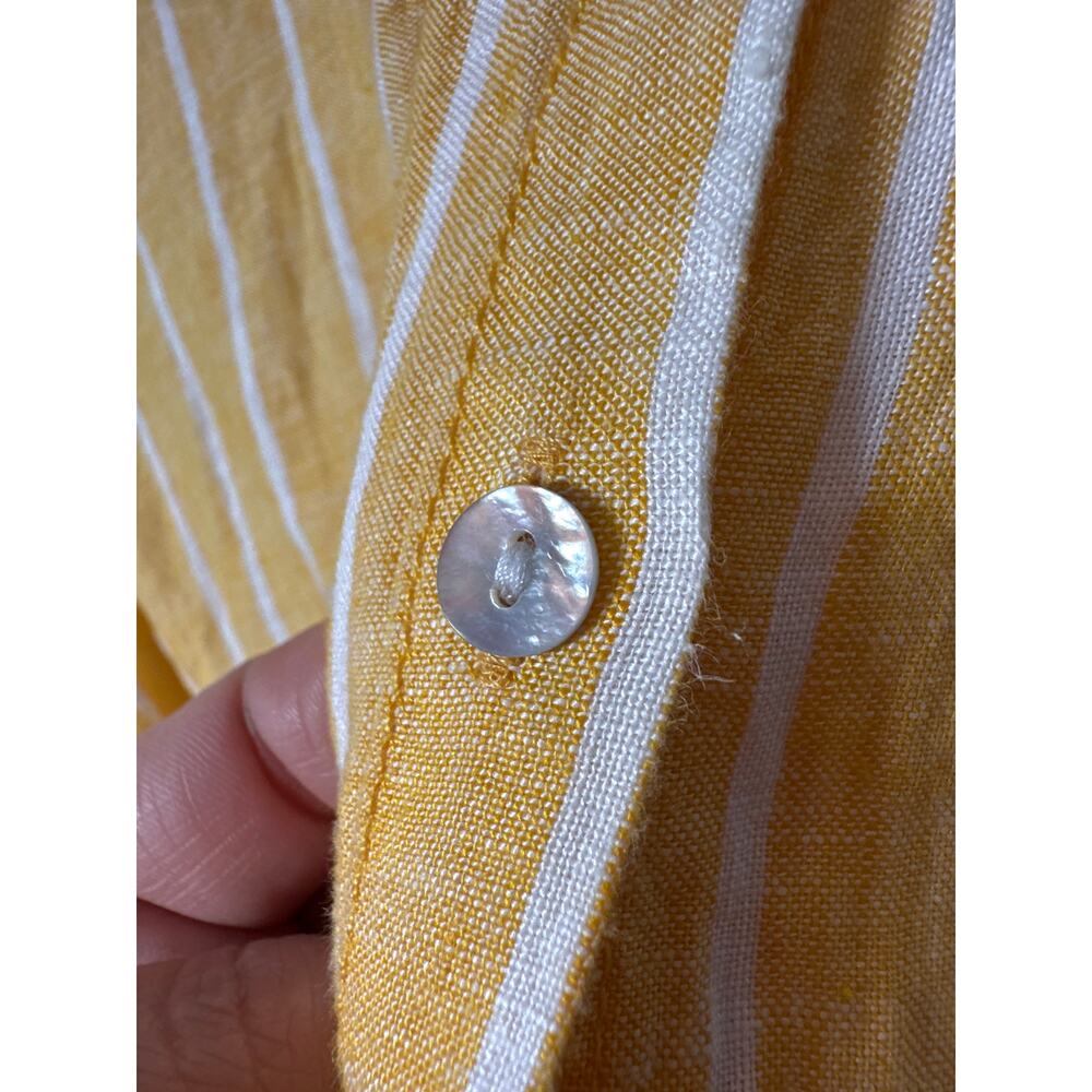 C&C California Womens Linen Top Tunic Roll Tab Sleeve Boho 1X Yellow - Picture 5 of 10